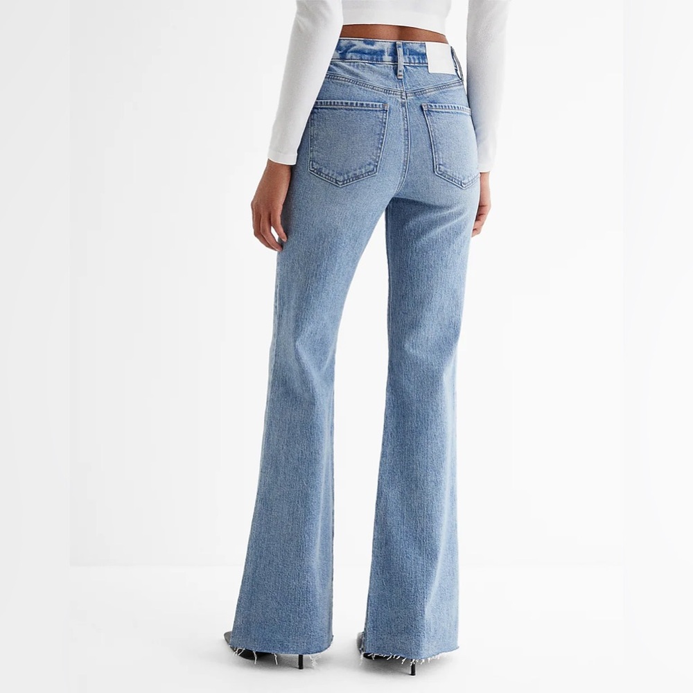 Express Mid-rise 70s flare, raw hem